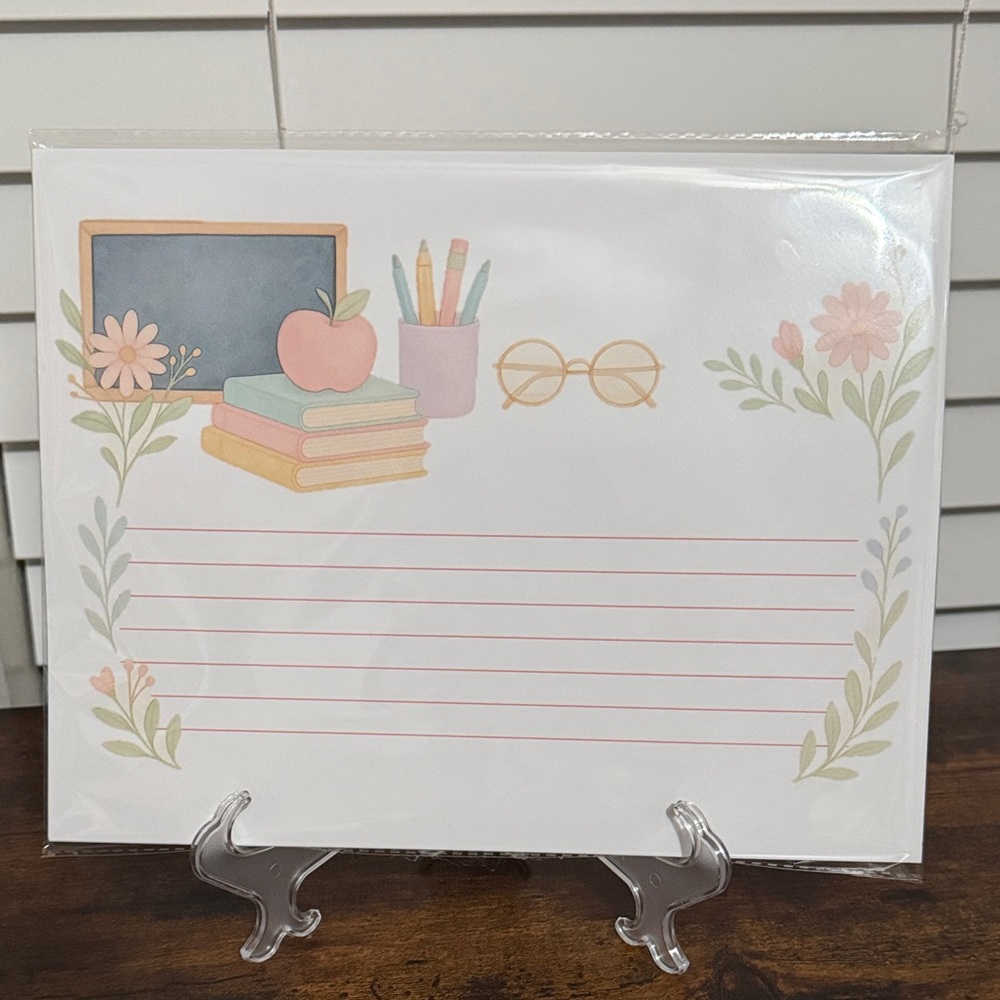 Teacher themed Floral Stationery Set with Pastel Accents